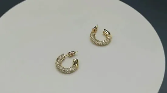 Factory Wholesale Women Accessories 18K Gold 925 Sterling Silver or Brass Custom Fine Jewellery Shining Cubic Zirconia Hoop Earring Fashion Jewelry for Gift