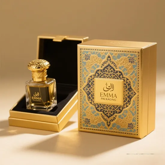 Custom Golden Islamic Perfume Bottle with Box Set Gift Packaging