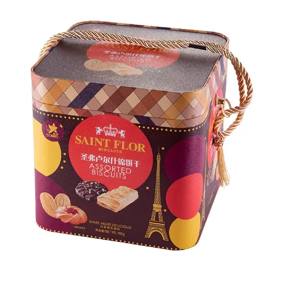 Custom Empty Cookies Tin Packaging Boxes Wholesale with Lid for Wedding Gifts 